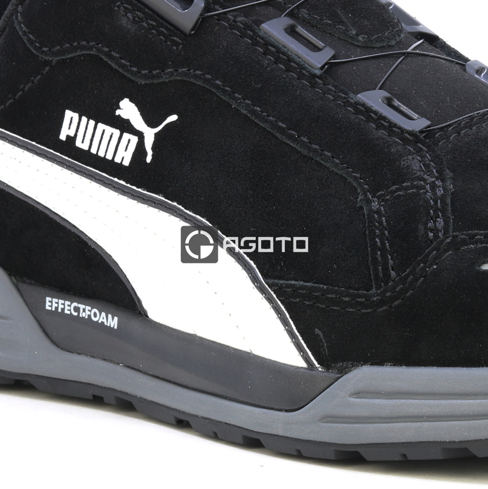 detail PUMA Airtwist low S3 černá pánská pracovní obuv + rychlozavazovací systém DISC