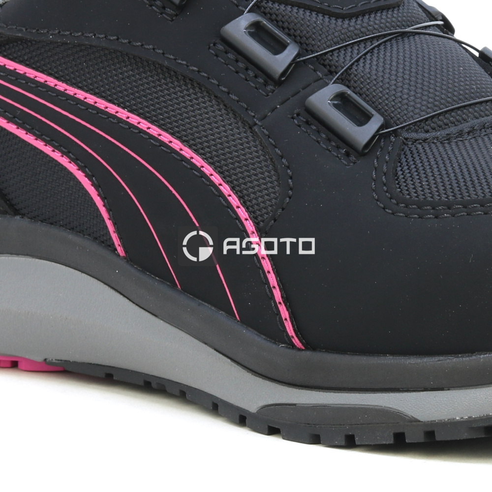 detail PUMA Aspire Disc Low S3 ESD dámská pracovní polobotka černá rychlozavazování