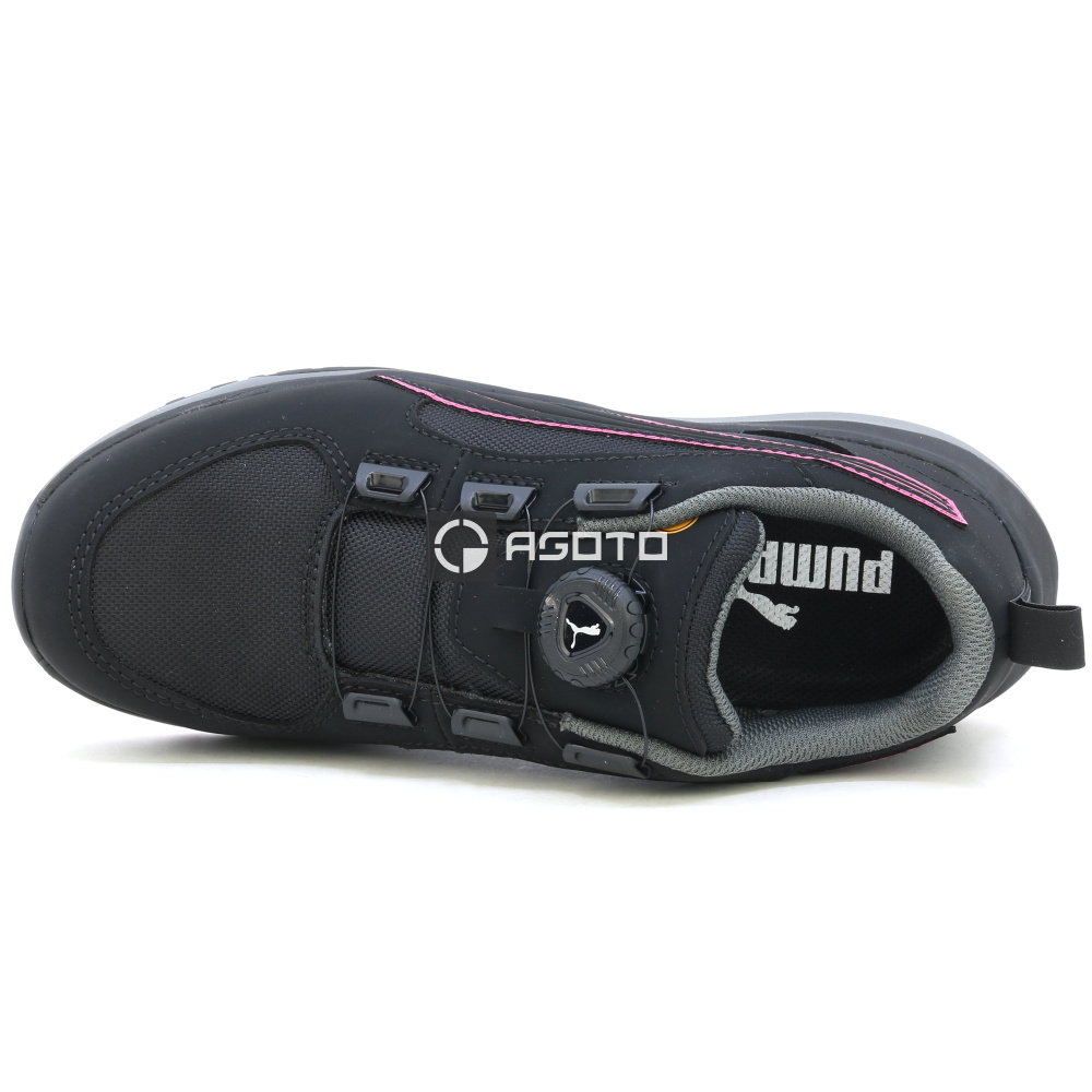 detail PUMA Aspire Disc Low S3 ESD dámská pracovní polobotka černá rychlozavazování