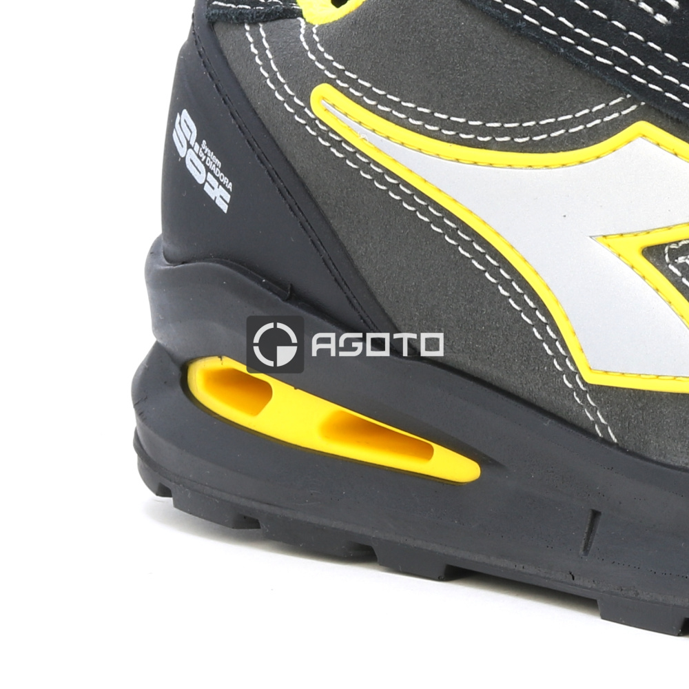 detail DIADORA Run low S3S černá pánská kožená pracovní obuv rychlozavazování BOA®