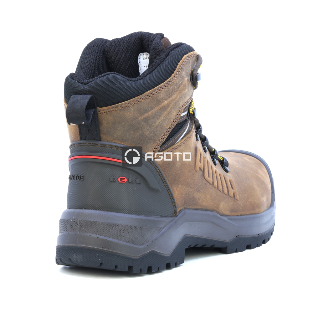 detail PUMA Iron HD Brown Mid S3 hnědá pánská pracovní obuv