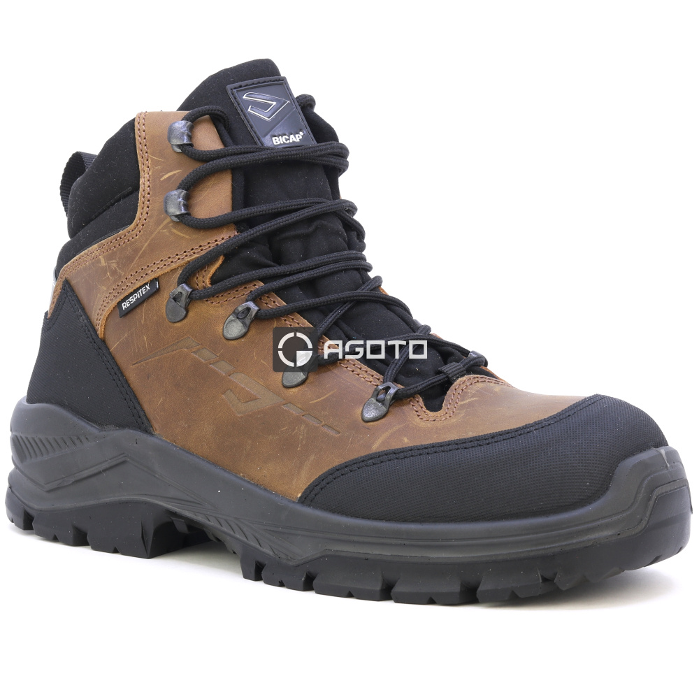detail BICAP Argine Mid S7S hnědá pánská kožená pracovní obuv s membránou Respitex®