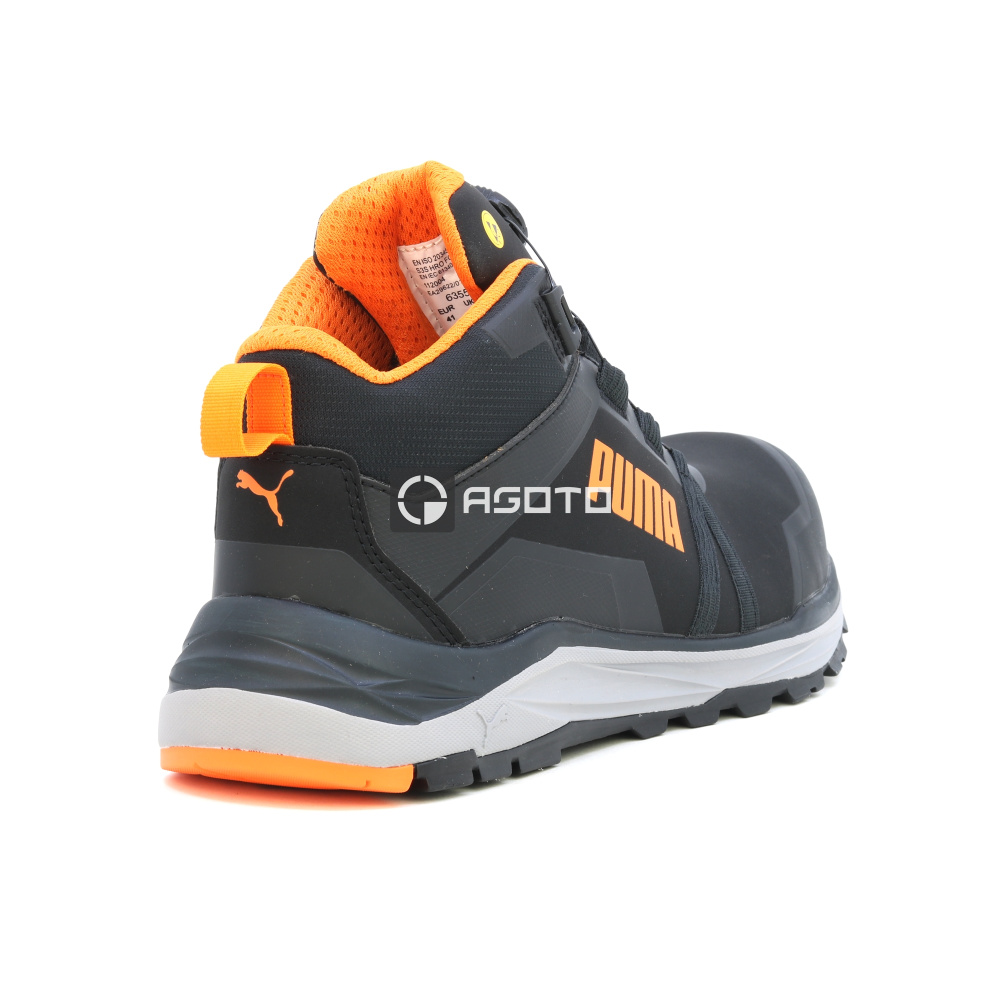 detail PUMA Kanyon Disc Mid S3 černá pánská odlehčená pracovní obuv, měkký došlap