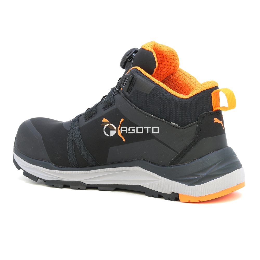 detail PUMA Kanyon Disc Mid S3 černá pánská odlehčená pracovní obuv, měkký došlap