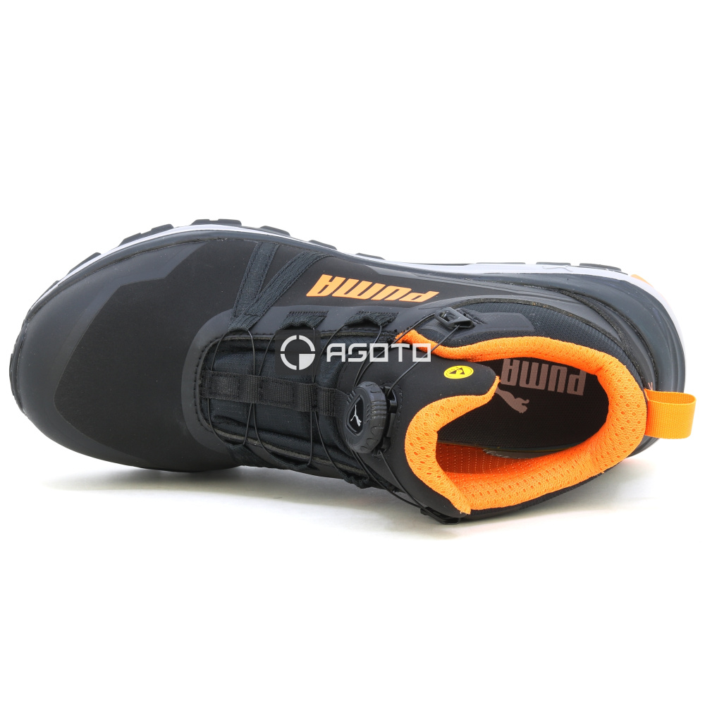 detail PUMA Kanyon Disc Mid S3 černá pánská odlehčená pracovní obuv, měkký došlap