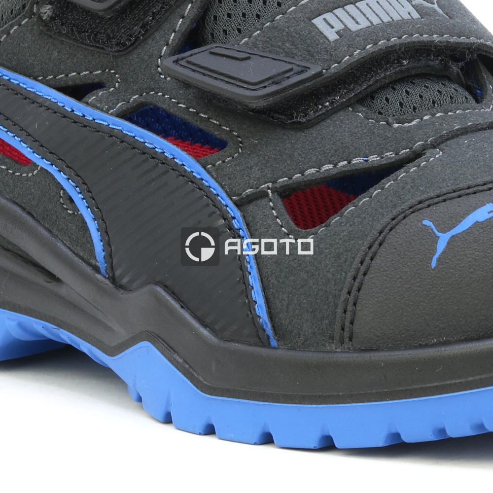 detail PUMA Neodyme S1P ESD blue černý pánský pracovní kožený sandál