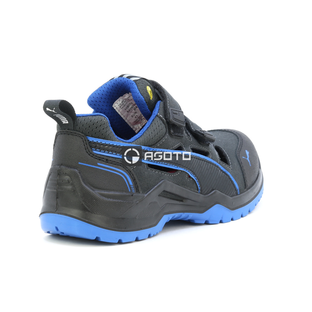 detail PUMA Neodyme S1P ESD blue černý pánský pracovní kožený sandál