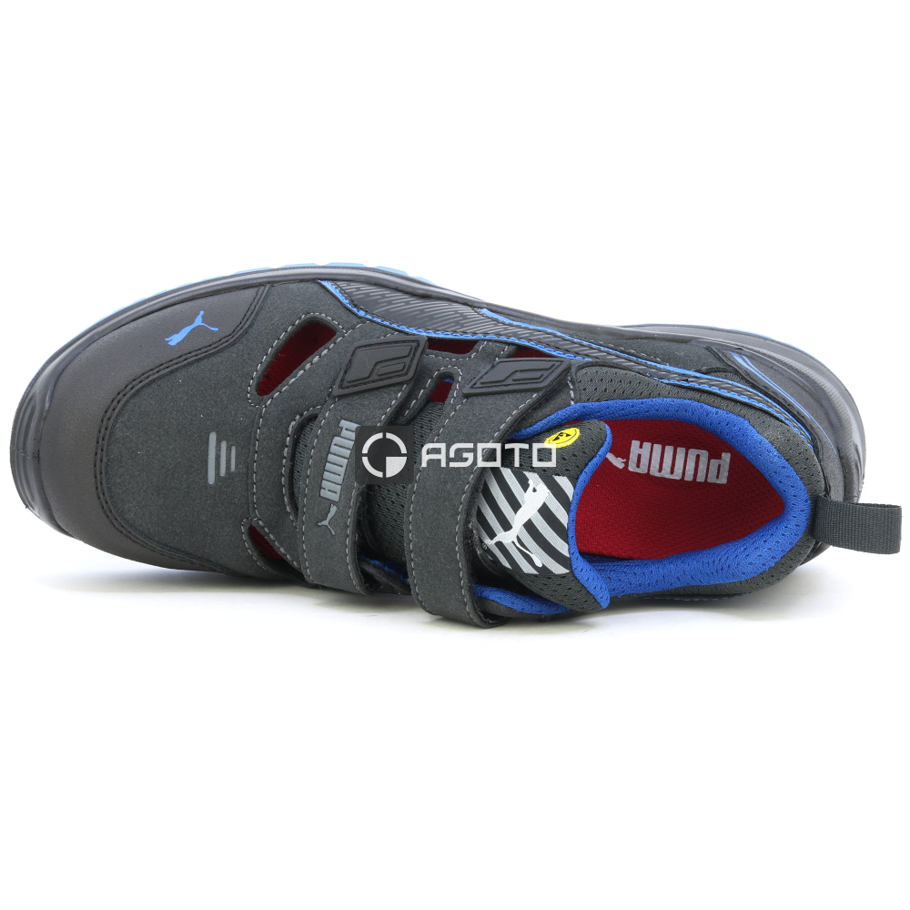 detail PUMA Neodyme S1P ESD blue černý pánský pracovní kožený sandál