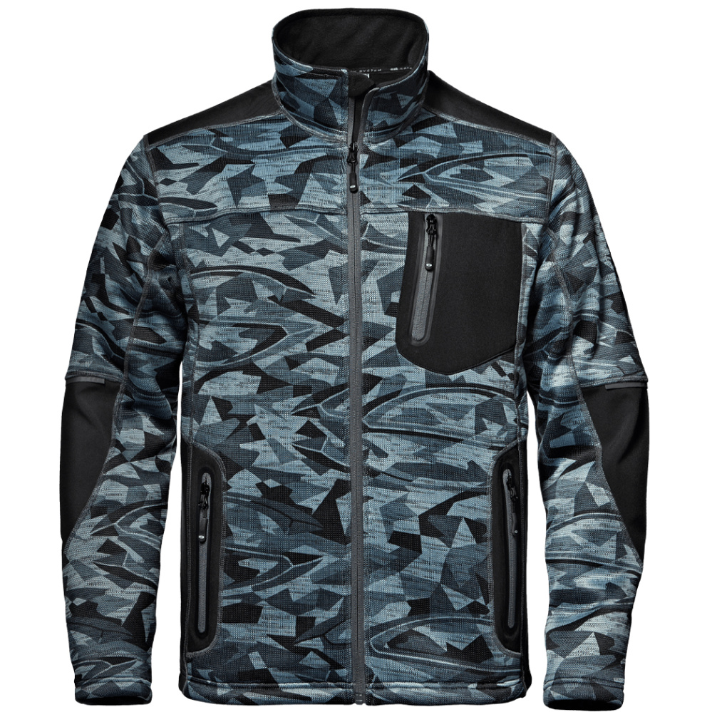 detail SIR Fighter camo šedá pánská premium softshell pletená bunda