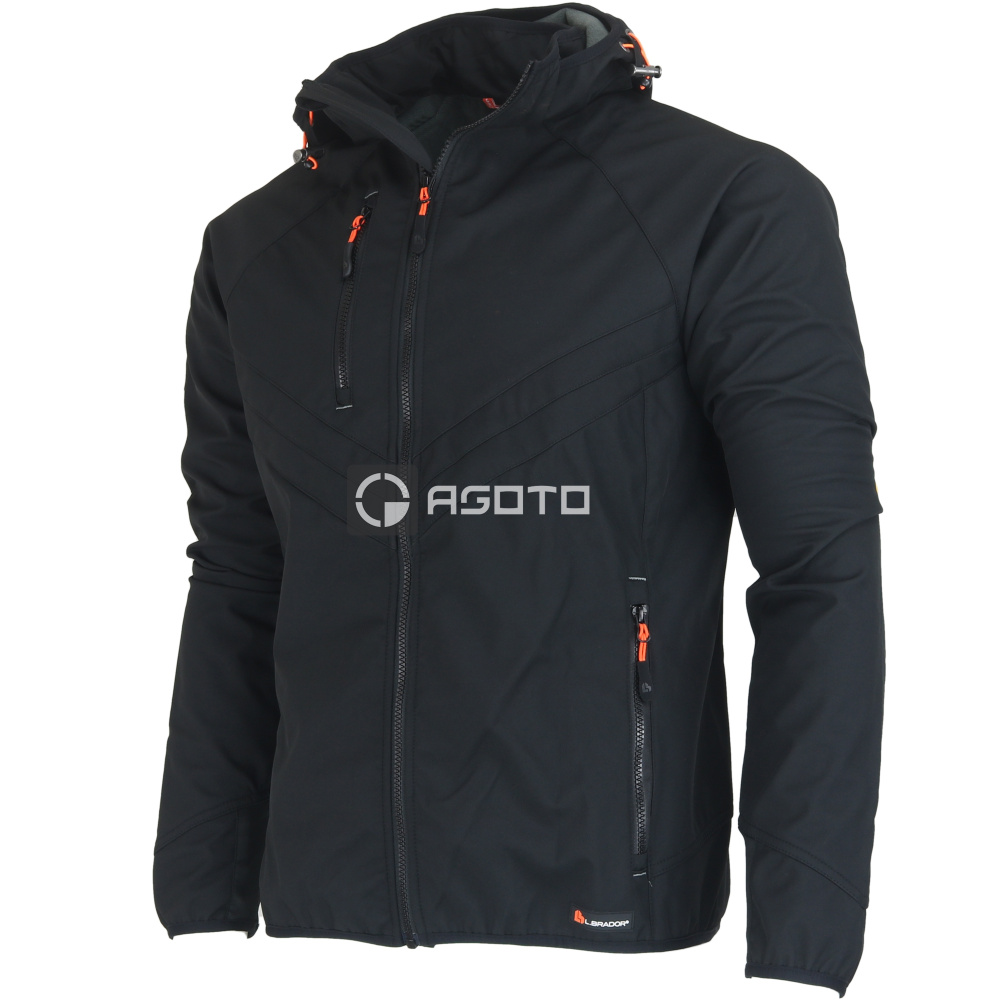 detail LBRADOR SWEDEN 2032P Stretch černá pánská softshell bunda