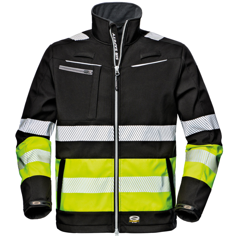 detail SIR Contrast Softshell HV černá pánská reflexní pracovní bunda