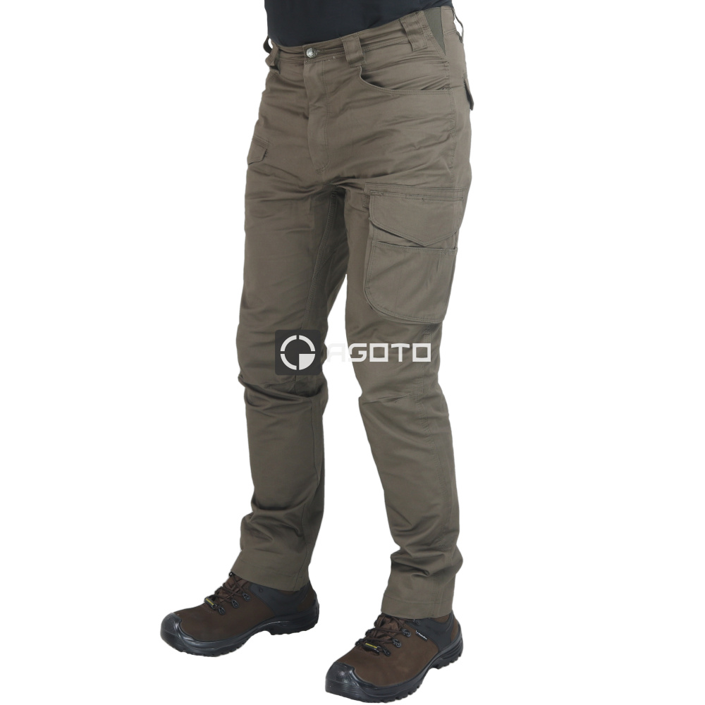 detail COFRA Kala hnědé pánské pracovní kalhoty 100% Ba