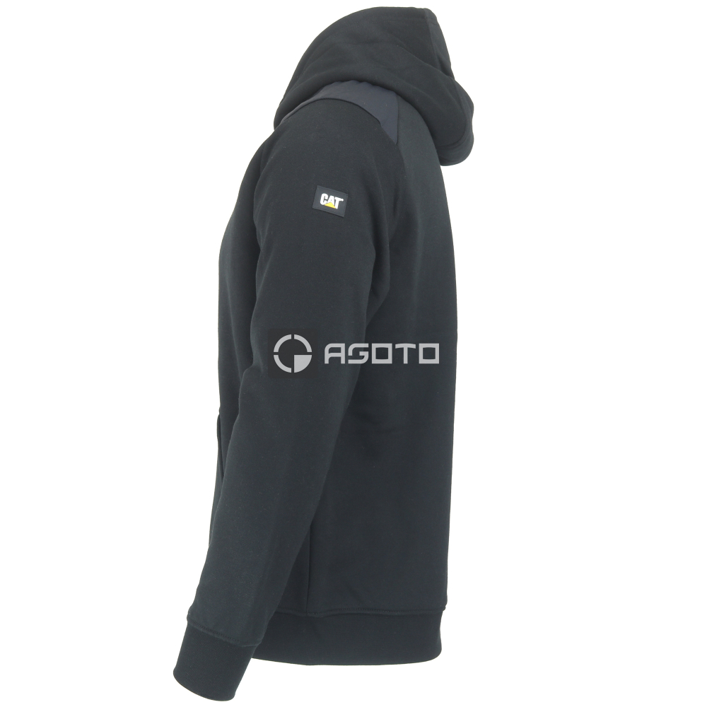 detail CATERPILLAR Essential černá pánská mikina s kapucí zip