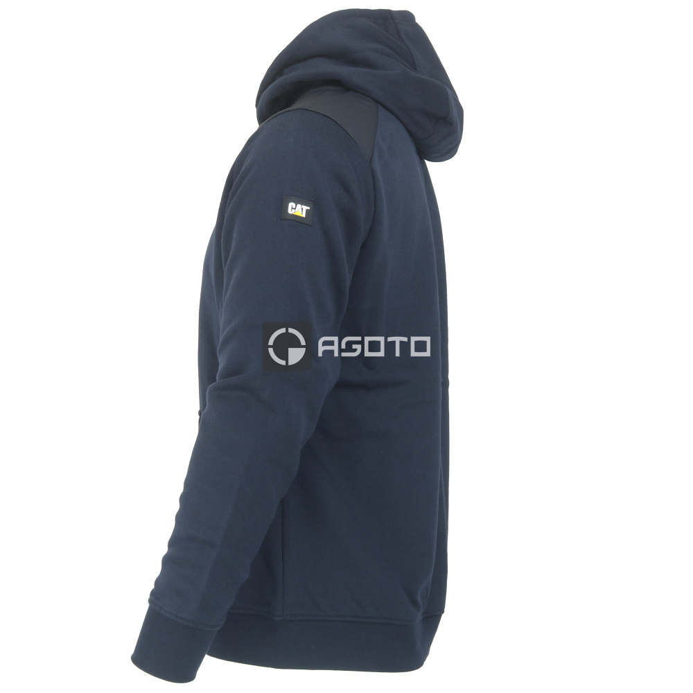 detail CATERPILLAR Essential modrá pánská mikina s kapucí zip