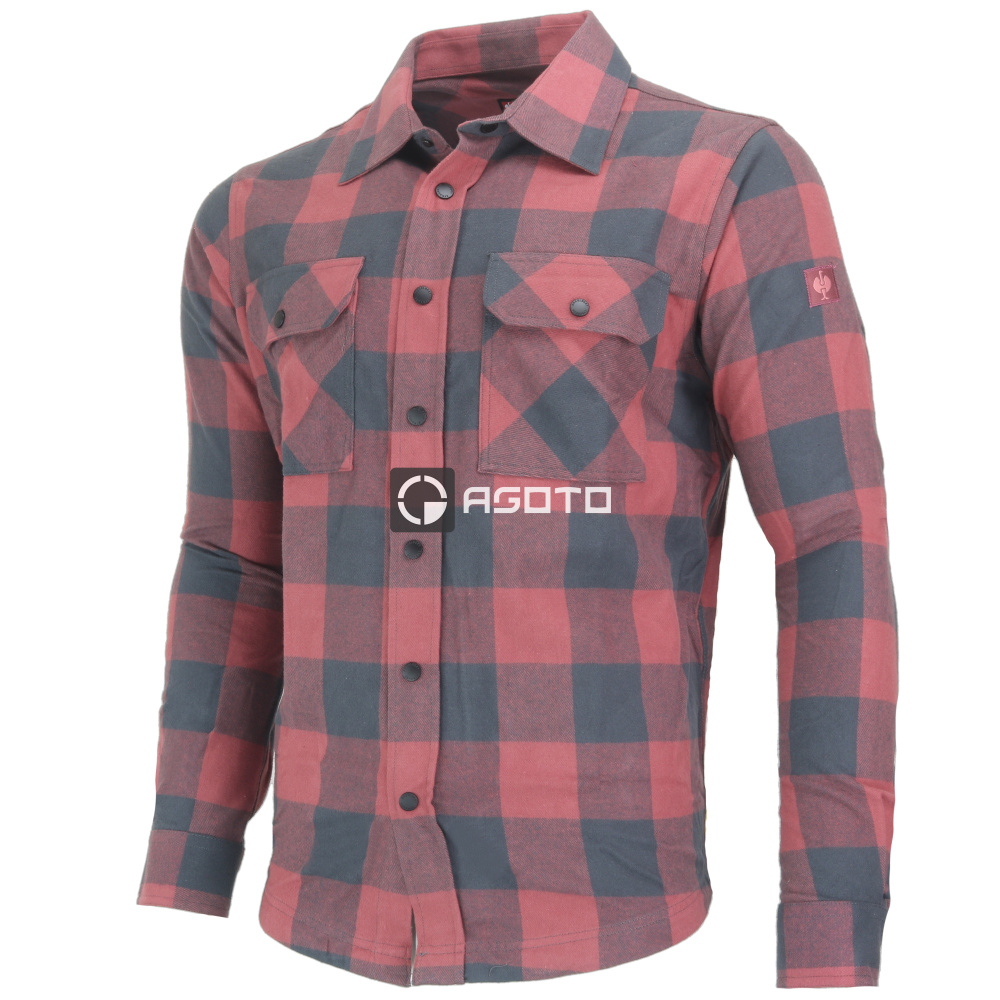 detail Engelbert Strauss Iconic červená pánská flanel košile 100% Ba