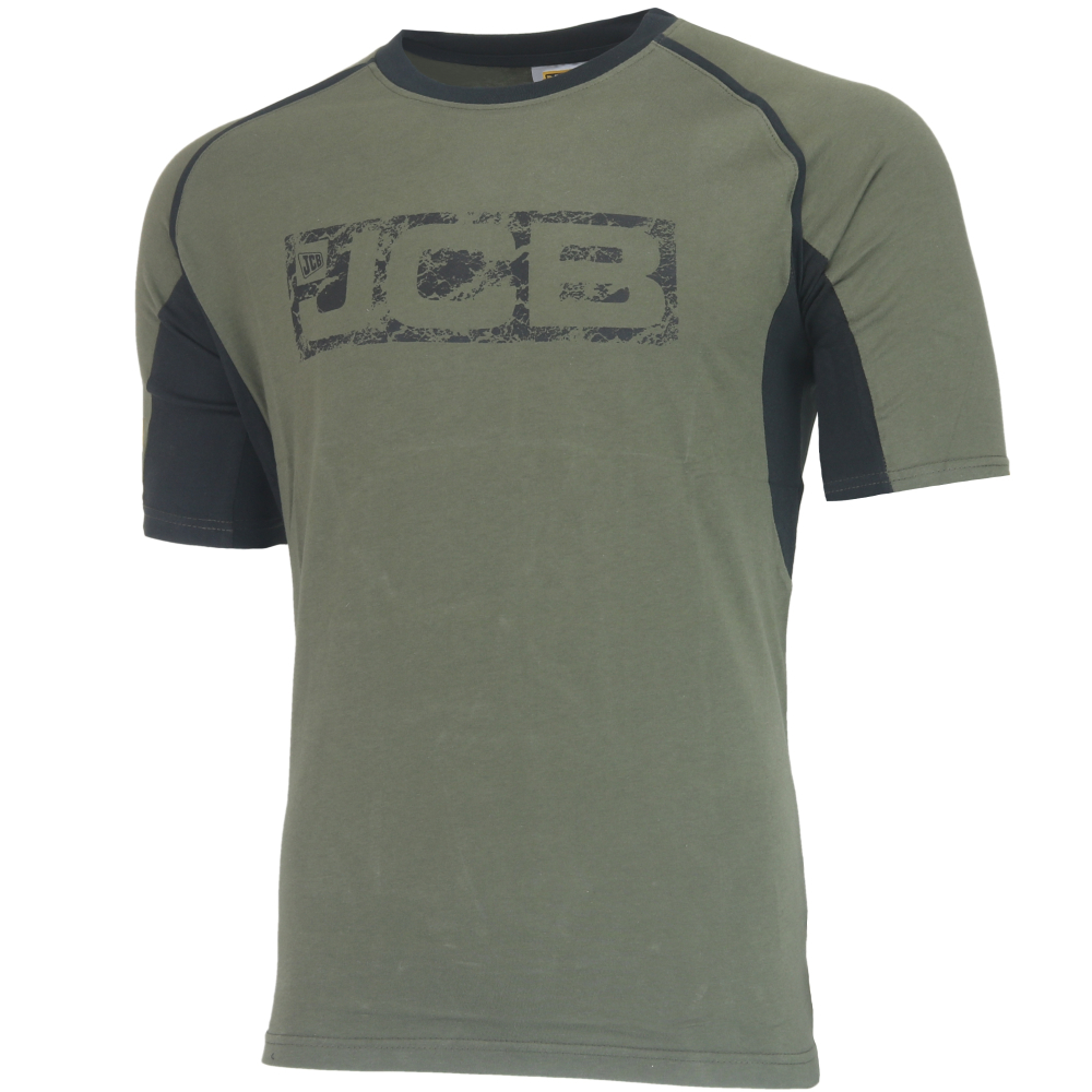 detail JCB Trade olivové pánské pracovní triko 100% Ba