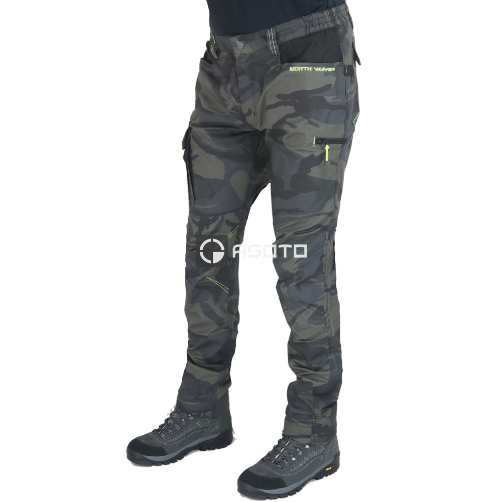 detail NORTH WAYS Edward Stretch hnědé pánské pracovní kalhoty camo