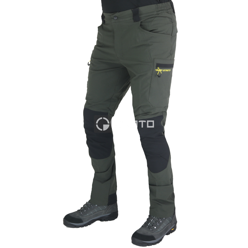 detail SIR Adventure Stretch olivové pánské softshell kalhoty