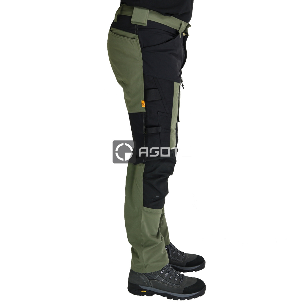 detail SNICKERS AllroundWork Stretch olivové pánské pracovní kalhoty