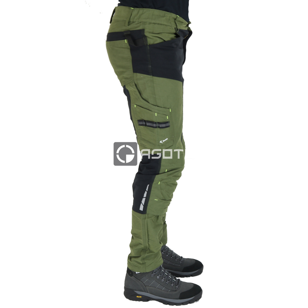 detail Industrial Starter 8022B/027 Stretch olivové pánské pracovní kalhoty