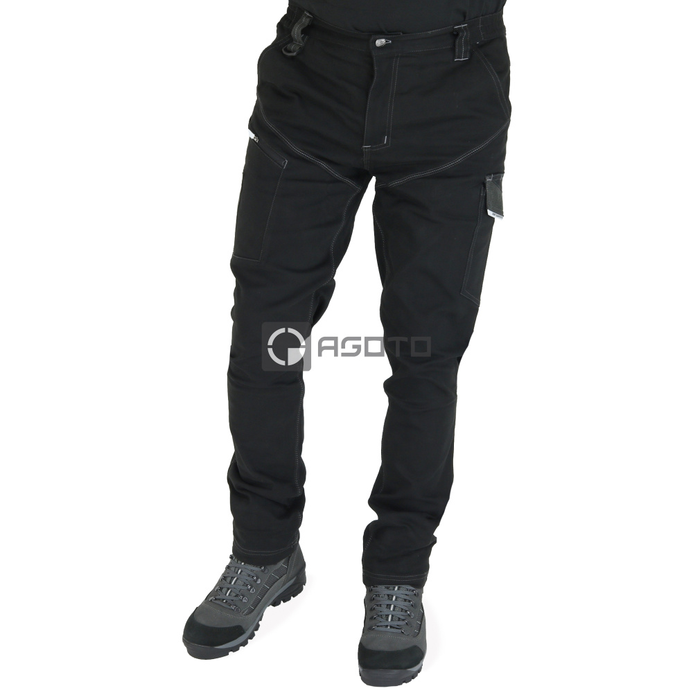 detail SIR Cool Touch černé pánské pracovní profi kalhoty měkký Twill, extra odolné