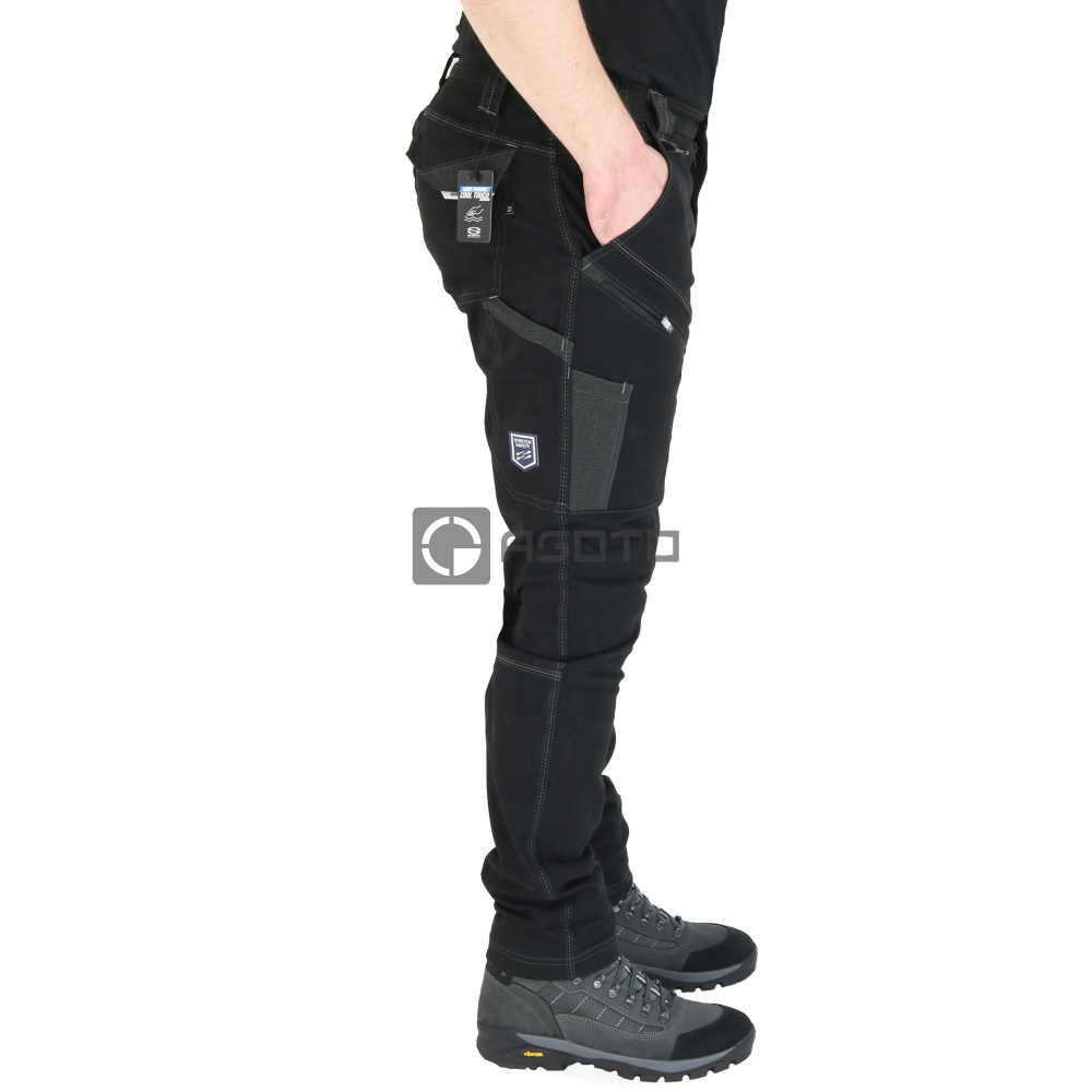 detail SIR Cool Touch černé pánské pracovní profi kalhoty měkký Twill, extra odolné