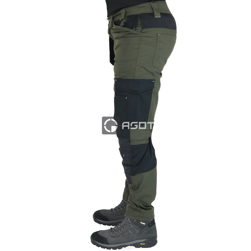 detail TOWORKFOR Holster olivové pánské pracovni lehké kalhoty, Cordura® výztuha