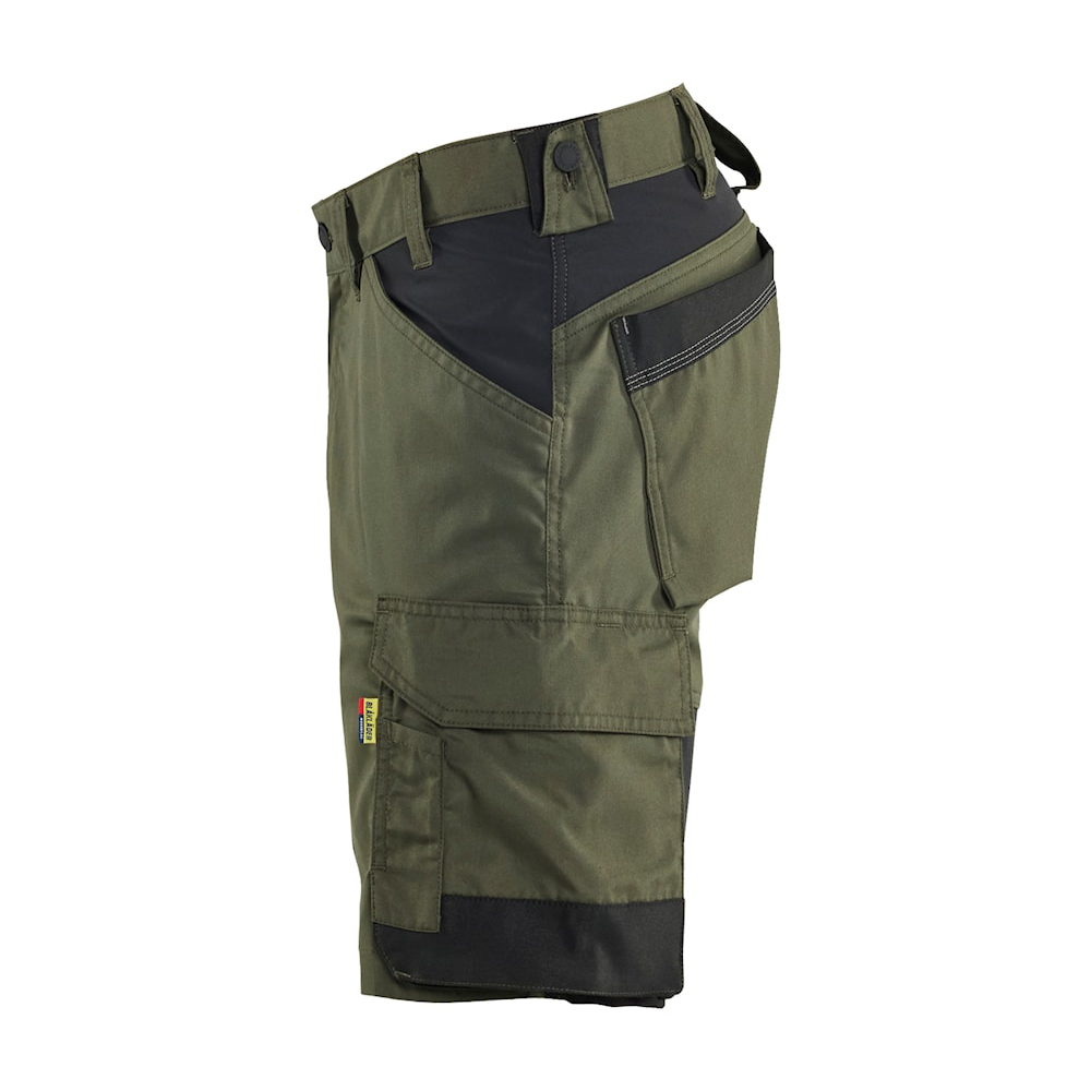 detail BLAKLADER Sweden Stretch olivové pánské profi kraťasy