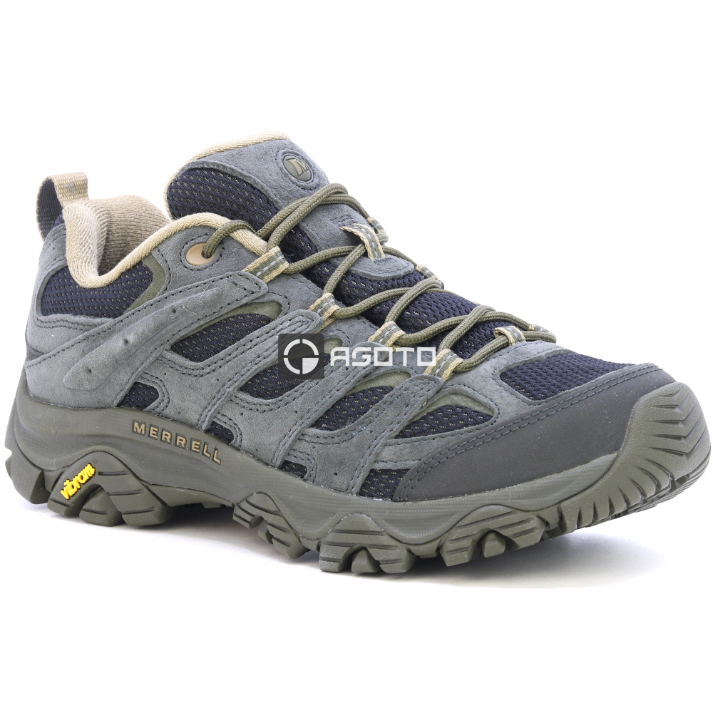 detail MERRELL MOAB 3 M black černá pánská kožená outdoor obuv nejen na trek