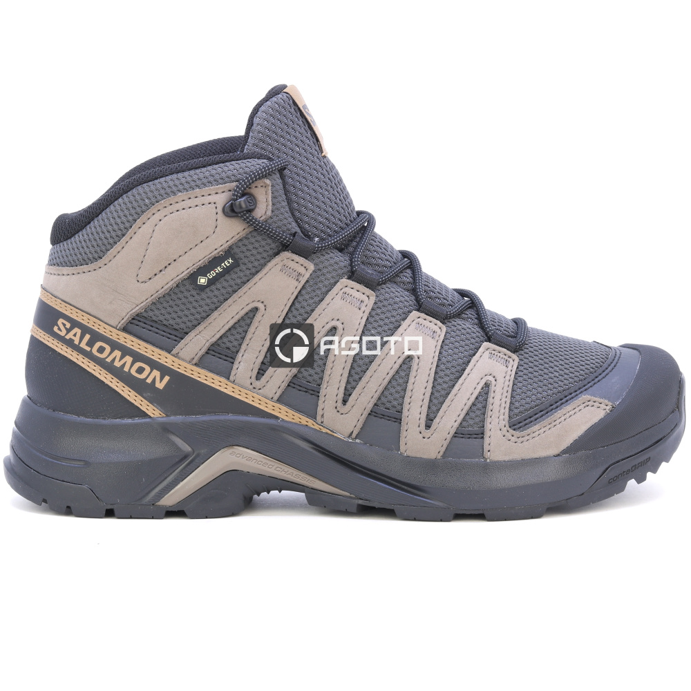 detail SALOMON X-Adventure Recon GTX Mid hnědá pánská kožená outdoor obuv Gore-Tex®