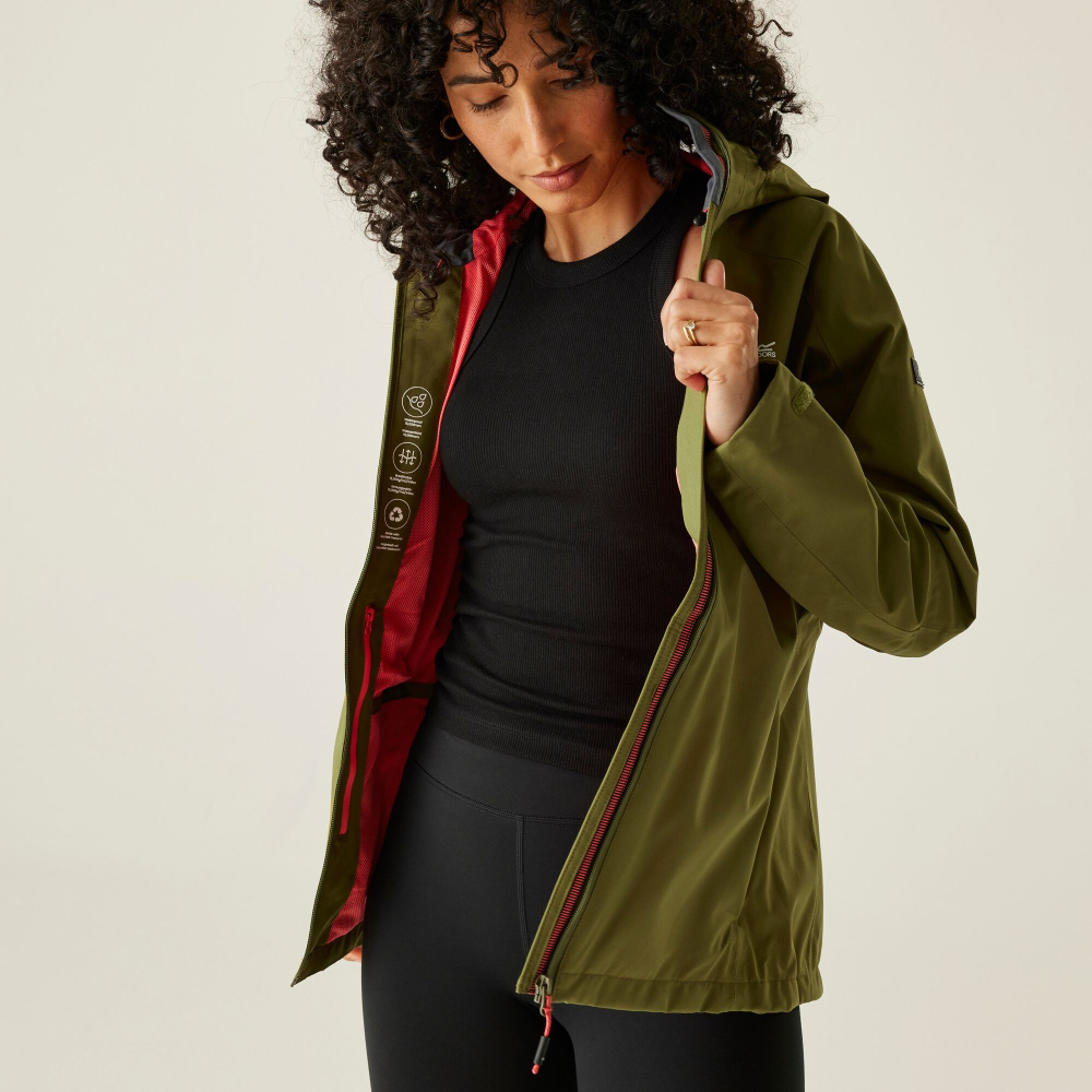 detail REGATTA Birchdale II khaki dámská outdoor bunda + membrána 10 000 mm