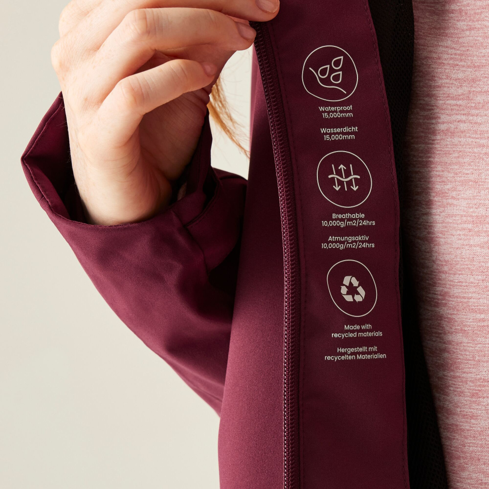 detail REGATTA Birchdale II vínová dámská outdoor bunda + membrána 10 000 mm