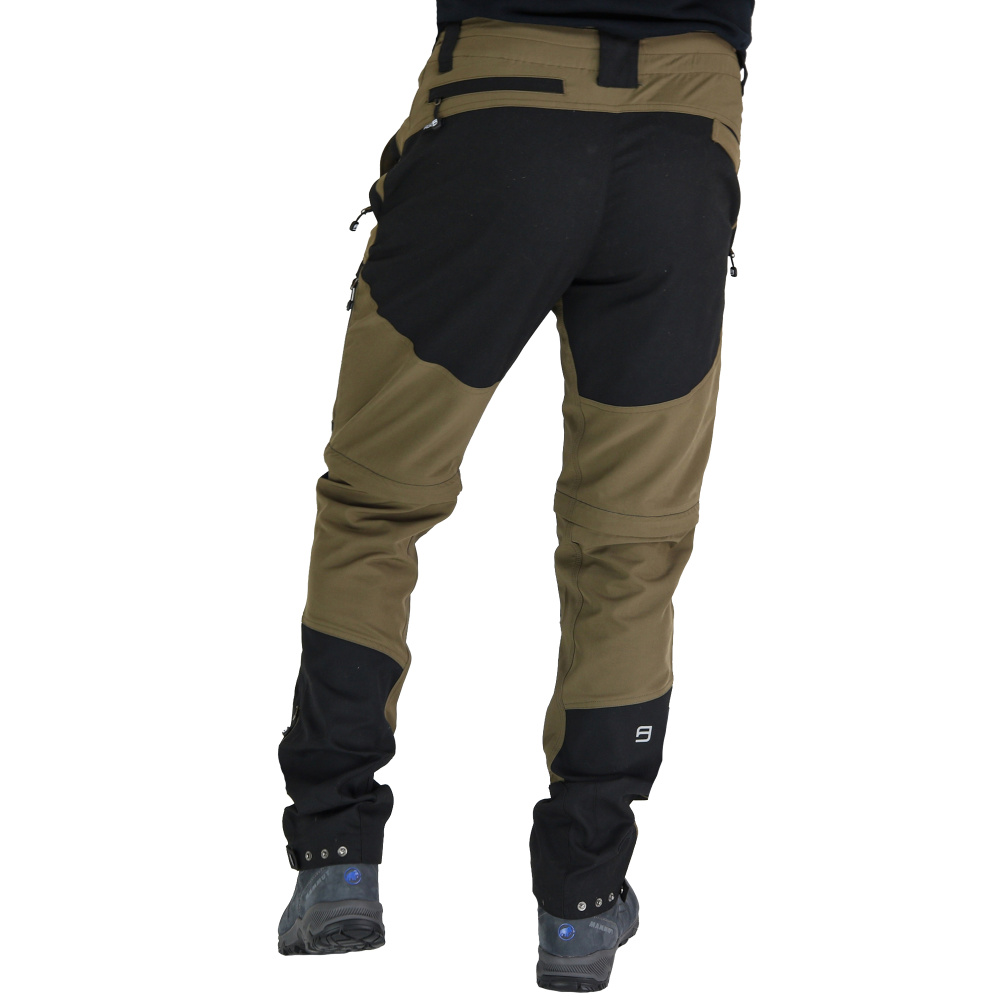 detail Asoto Vattern Zip-Off men's brown outdoor pants with DWR and detachable legs 2in