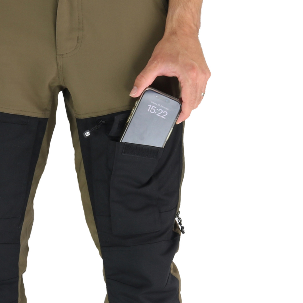 detail Asoto Vattern Zip-Off men's brown outdoor pants with DWR and detachable legs 2in