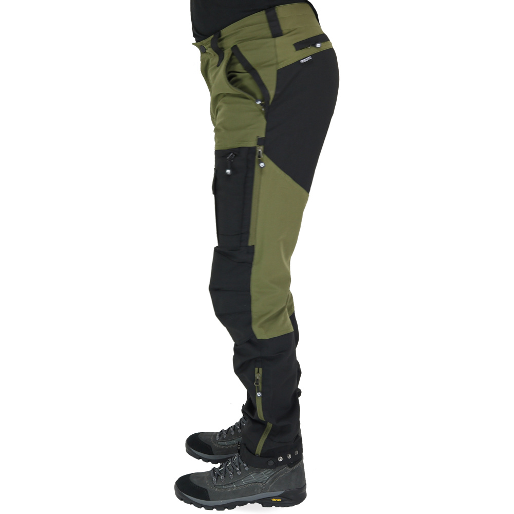 detail Asoto Fjallvik Stretch olivové pánské outdoor kalhoty, pohodlný střih, větrání