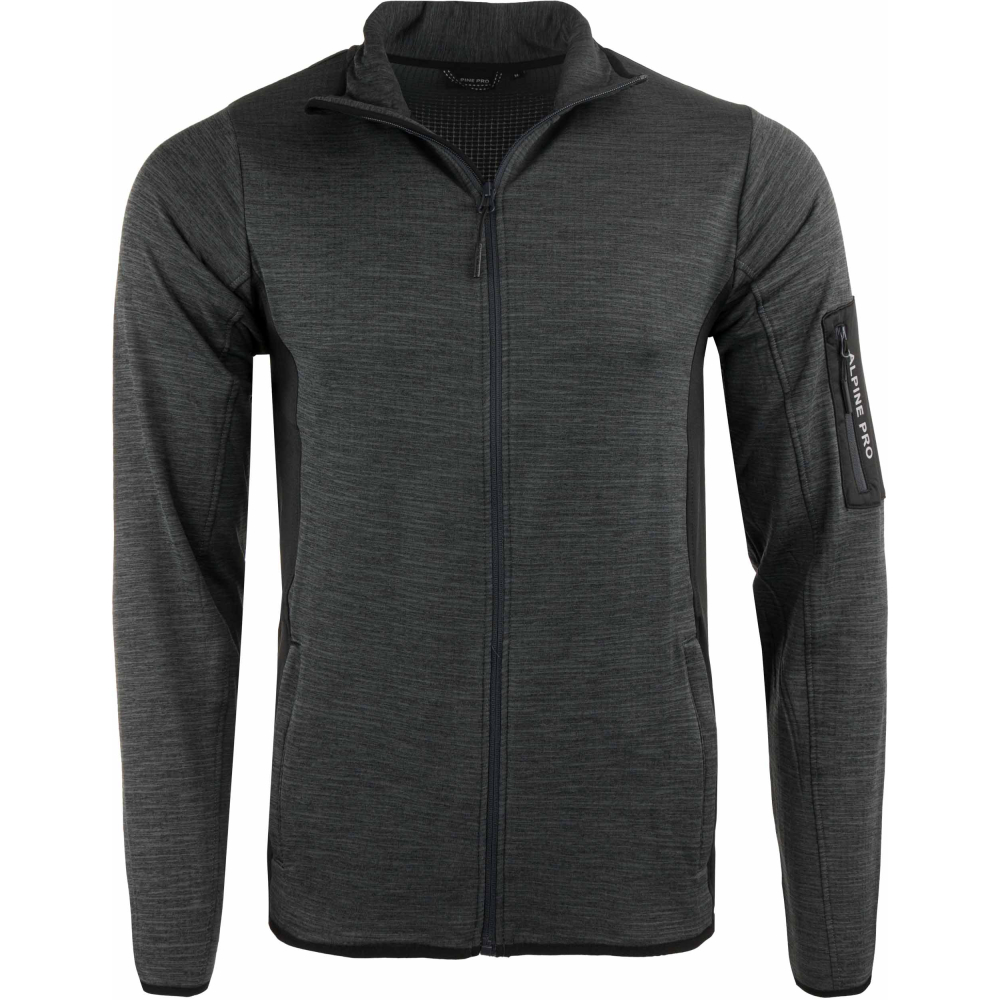 detail ALPINE PRO Irwes šedá pánská rychleschnoucí outdoor mikina