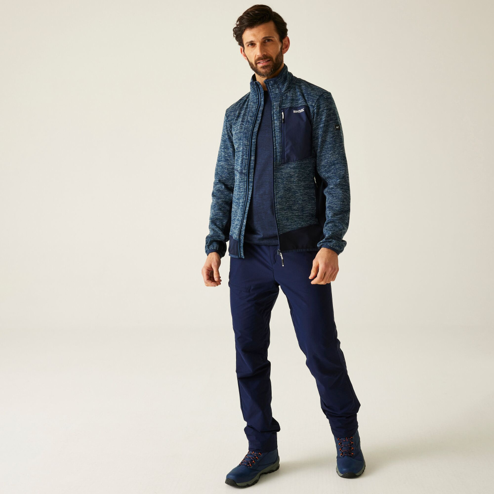 detail REGATTA Baslinn modrá pánská funkční outdoor mikina do přírody, kolo, túry