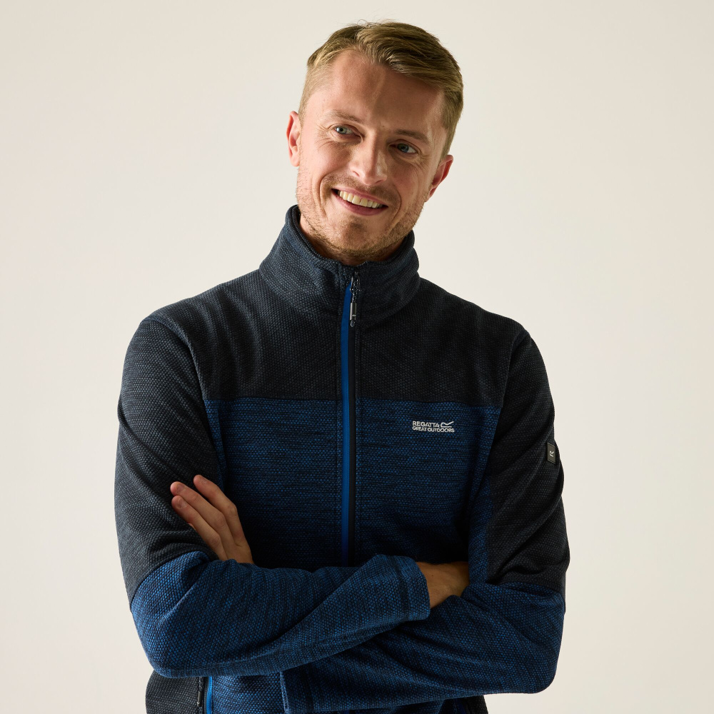 detail REGATTA Highton F/Z Midlayer blue men's all-season outdoor fleece jacket