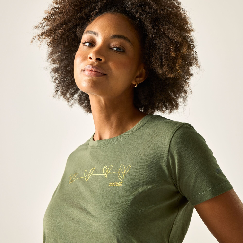 detail REGATTA Filandra green women's T shirt, 100% cotton, comfortable to wear