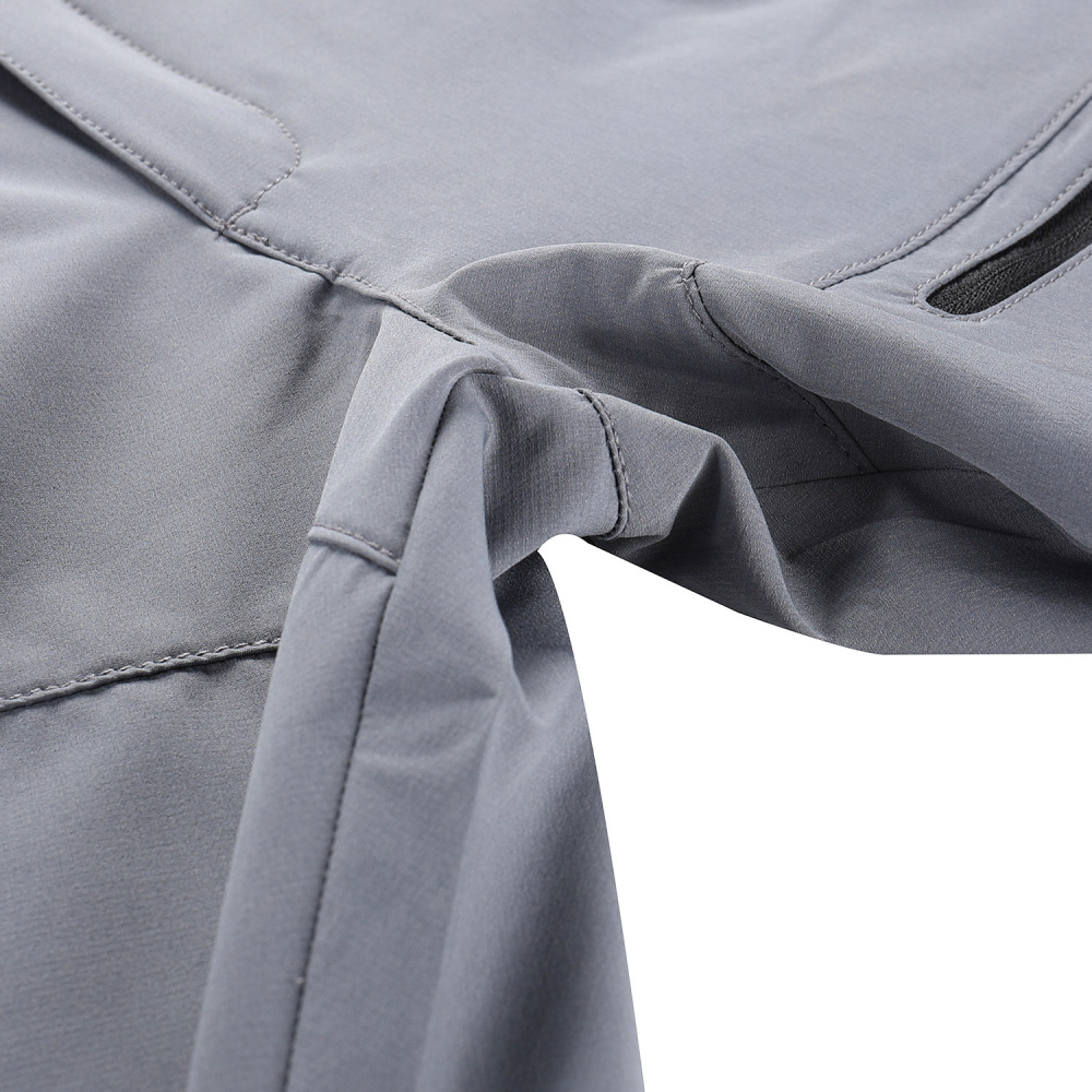 detail ALPINE PRO šedé pánské rychleschnoucí kraťasy Stretch Cool-Dry