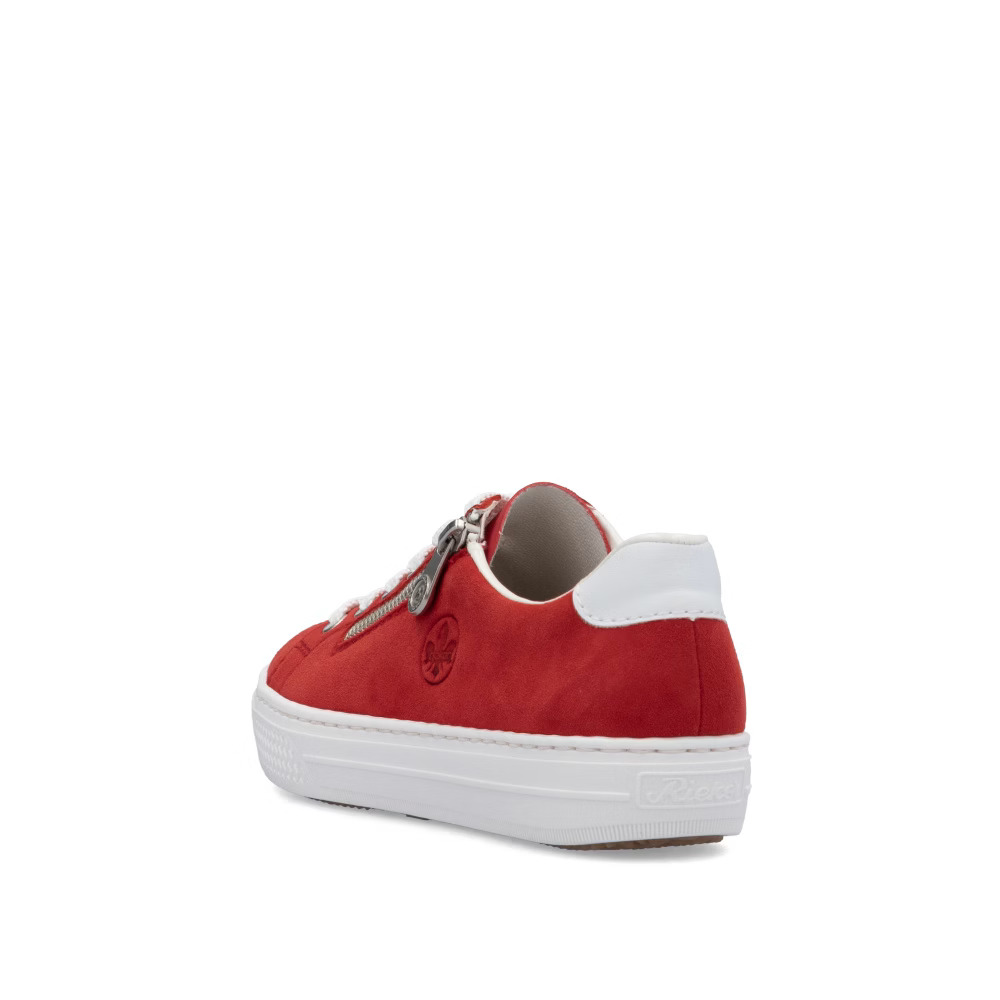 detail RIEKER L59L1-33 červené dámské kožené tenisky