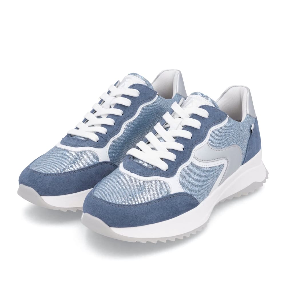 detail RIEKER W1307-14 modré dámské kožené tenisky