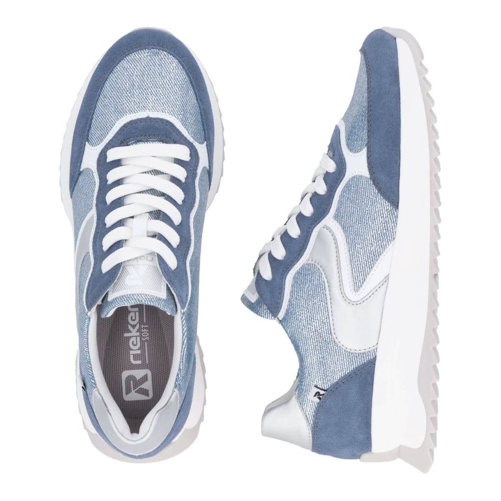 detail RIEKER W1307-14 modré dámské kožené tenisky