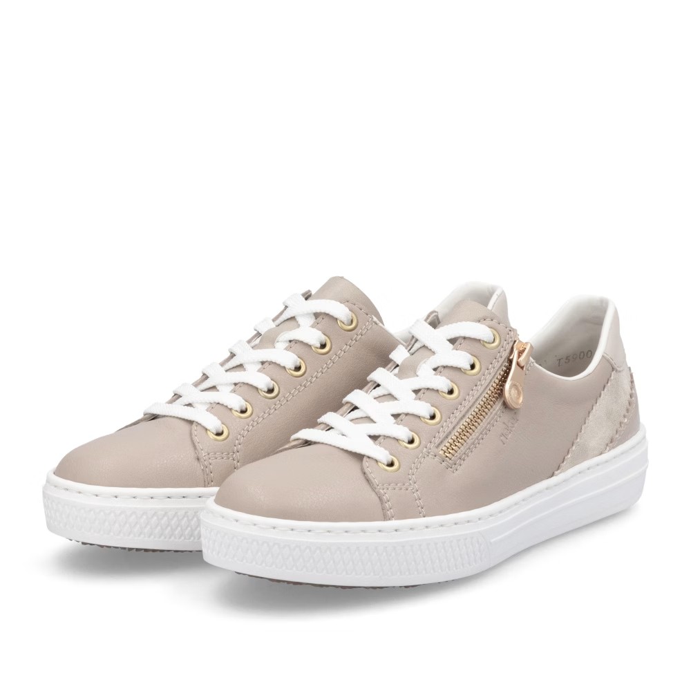 detail RIEKER L5900-62 béžové dámské kožené tenisky