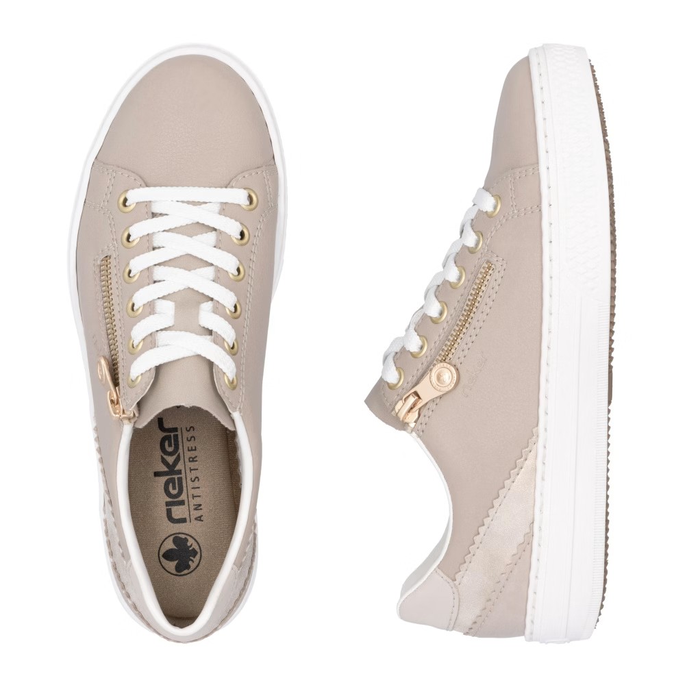 detail RIEKER L5900-62 béžové dámské kožené tenisky