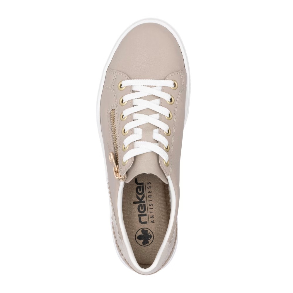 detail RIEKER L5900-62 béžové dámské kožené tenisky
