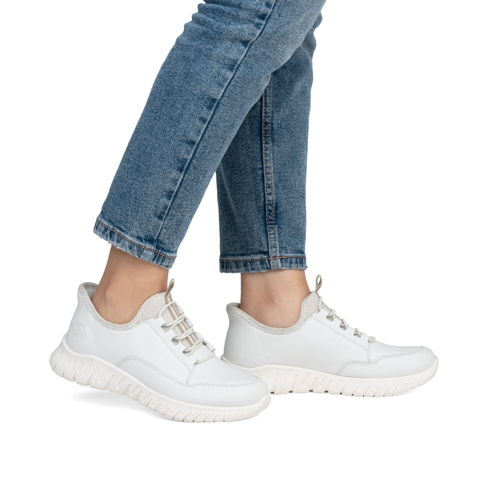 detail RIEKER M5357-80 bílé dámské kožené tenisky