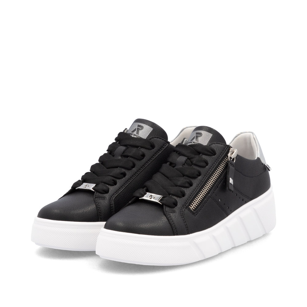 detail RIEKER W2605-00 černé dámské kožené tenisky