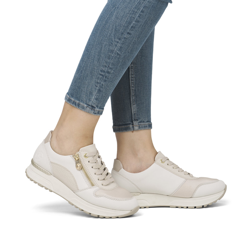 detail RIEKER N7401-80 béžové dámské kožené tenisky