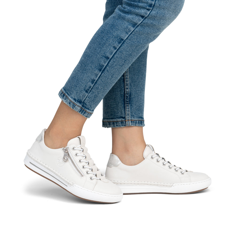 detail RIEKER L7250-80 béžové dámské kožené tenisky